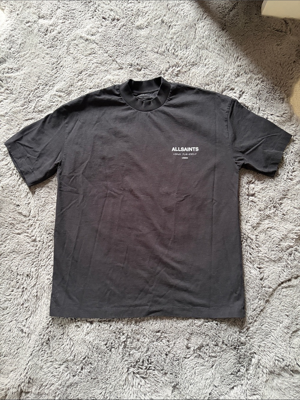 All Saints Underground Oversized Black Crew Neck T-Shirt